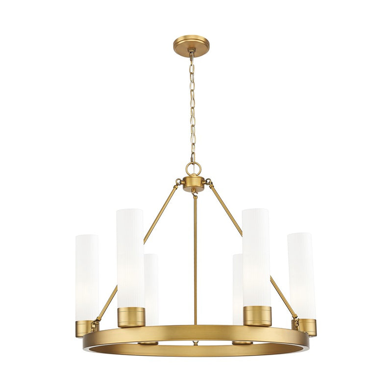 Innovations Boreas 6Lt 29" Chandelier 11" Shade, BB/STWH - 617-6CR-BB-G617-11SWH