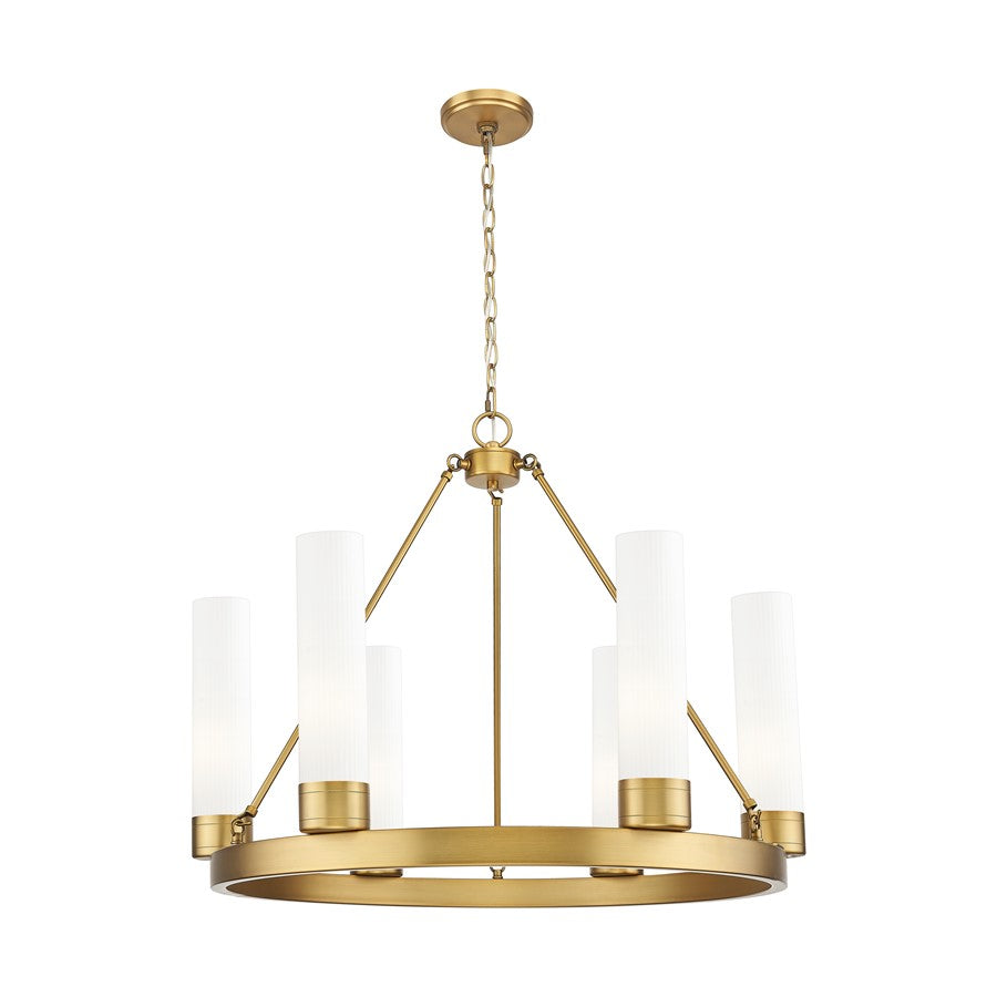 Innovations Boreas 6Lt 29" Chandelier 11" Shade, BB/STWH - 617-6CR-BB-G617-11SWH