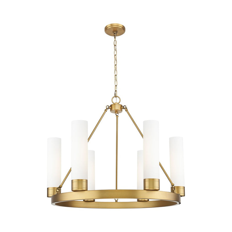 Innovations Boreas 6Lt 29" Chandelier 11" Shade, BB/White - 617-6CR-BB-G617-11WH