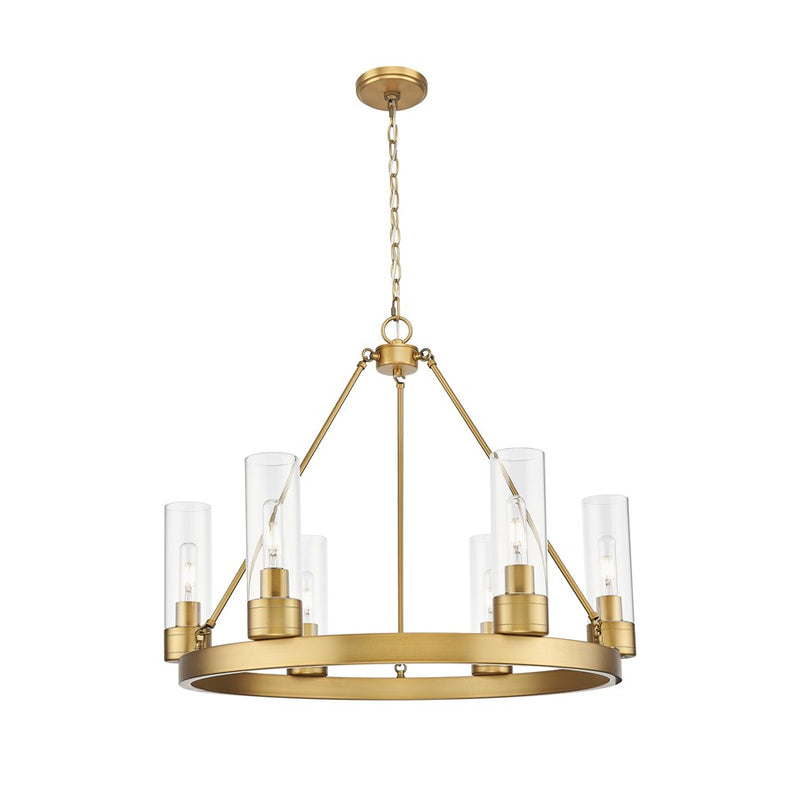 Innovations Boreas 6Lt 29" Chandelier 8" Shade, BB/Clear - 617-6CR-BB-G617-8CL