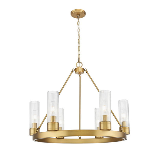 Innovations Boreas 6Lt 29" Chandelier 8" Shade, BB/STCL - 617-6CR-BB-G617-8SCL