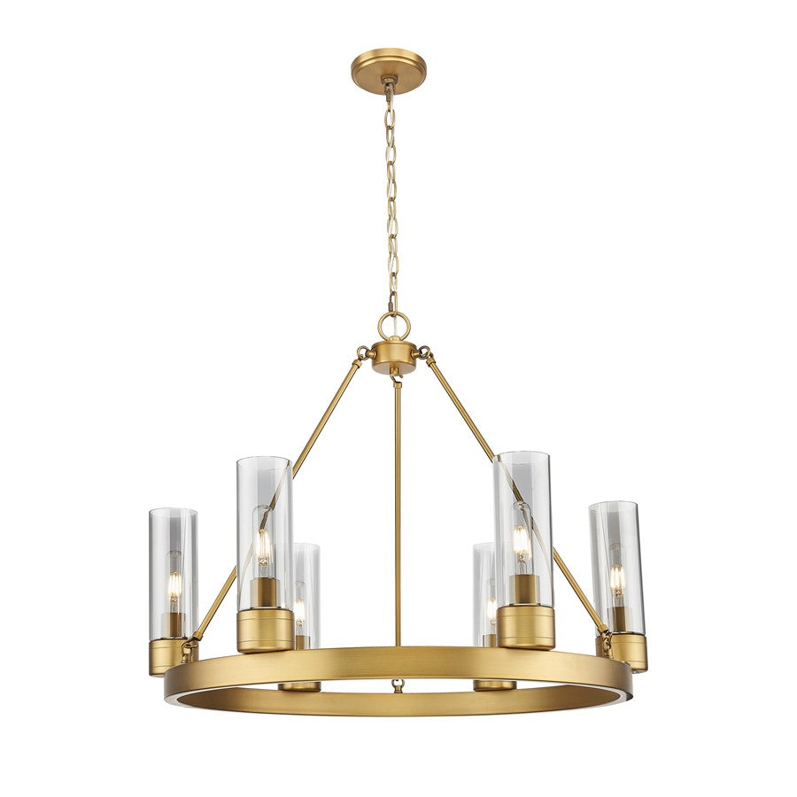 Innovations Boreas 6Lt 29" Chandelier 8" Shade, BB/Smoke - 617-6CR-BB-G617-8SM