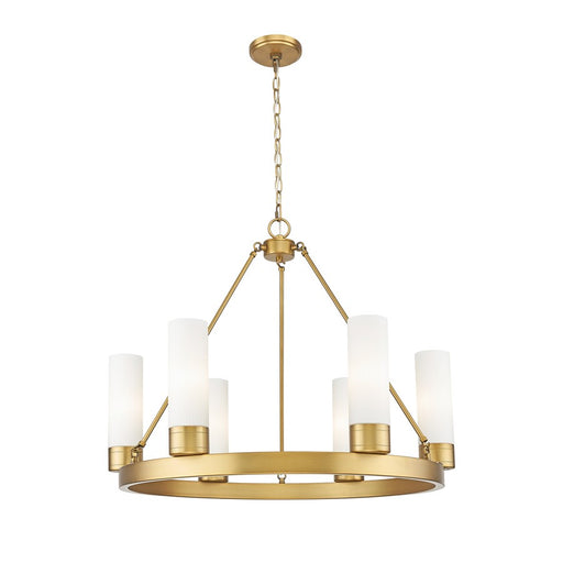 Innovations Boreas 6Lt 29" Chandelier 8" Shade, BB/STWH - 617-6CR-BB-G617-8SWH