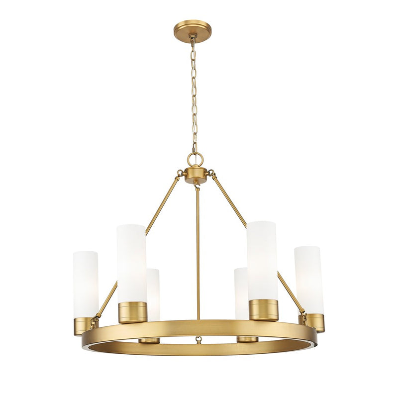 Innovations Boreas 6Lt 29" Chandelier 8" Shade, BB/White - 617-6CR-BB-G617-8WH