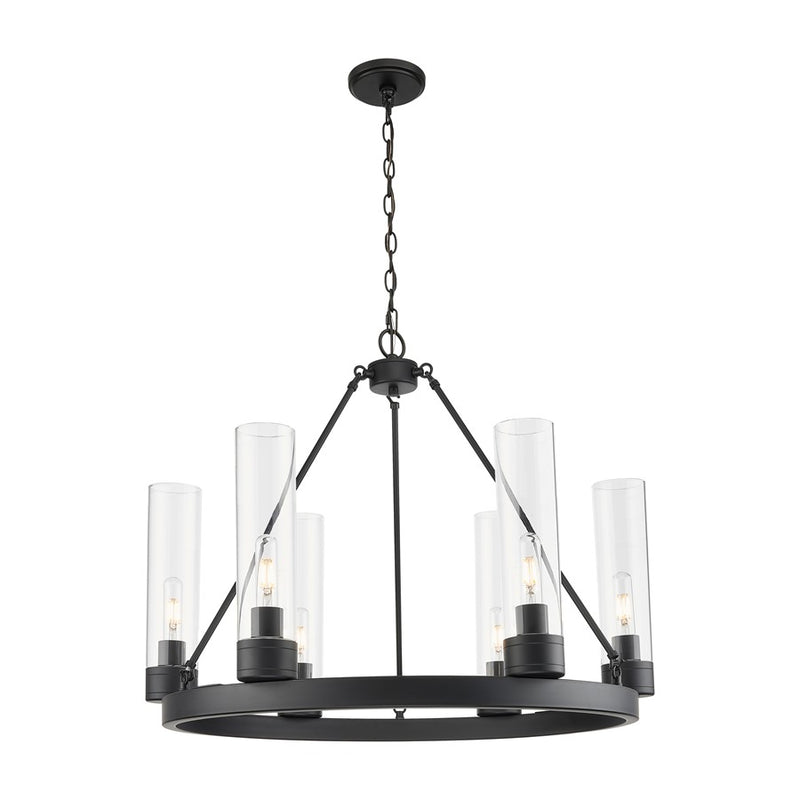 Innovations Boreas 6Lt 29" Chandelier 11" Shade, BK/CL - 617-6CR-BK-G617-11CL
