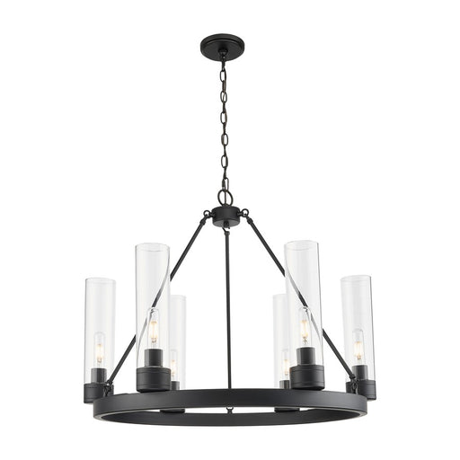 Innovations Boreas 6Lt 29" Chandelier 11" Shade, BK/CL - 617-6CR-BK-G617-11CL