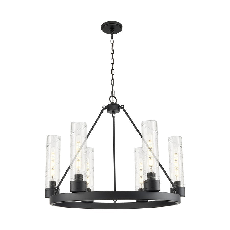 Innovations Boreas 6Lt 29" Chandelier 11" Shade, BK/DS - 617-6CR-BK-G617-11DE
