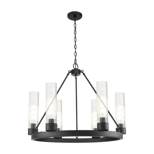 Innovations Boreas 6Lt 29" Chandelier 11" Shade, BK/STCL - 617-6CR-BK-G617-11SCL