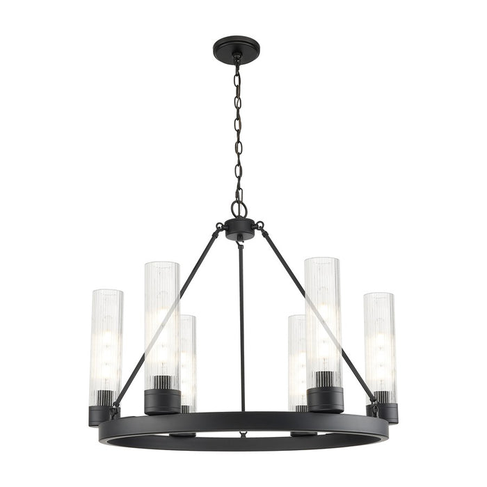 Innovations Boreas 6Lt 29" Chandelier 11" Shade, BK/STCL - 617-6CR-BK-G617-11SCL