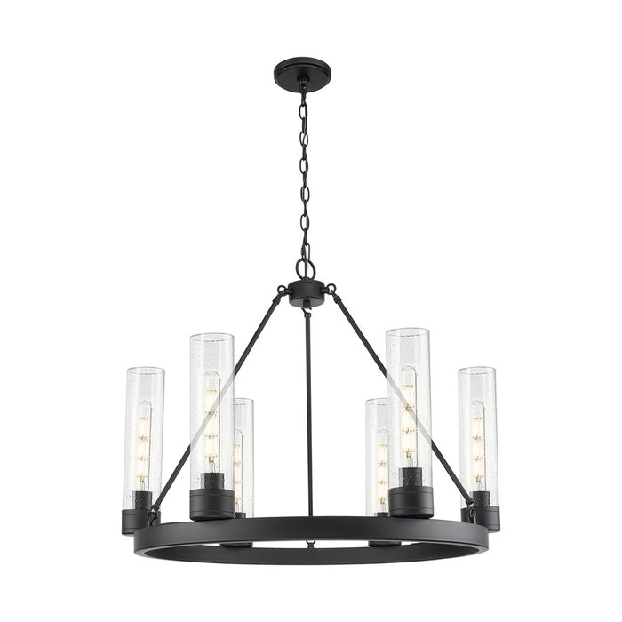 Innovations Boreas 6Lt 29" Chandelier 11" Shade, BK/Seed - 617-6CR-BK-G617-11SDY