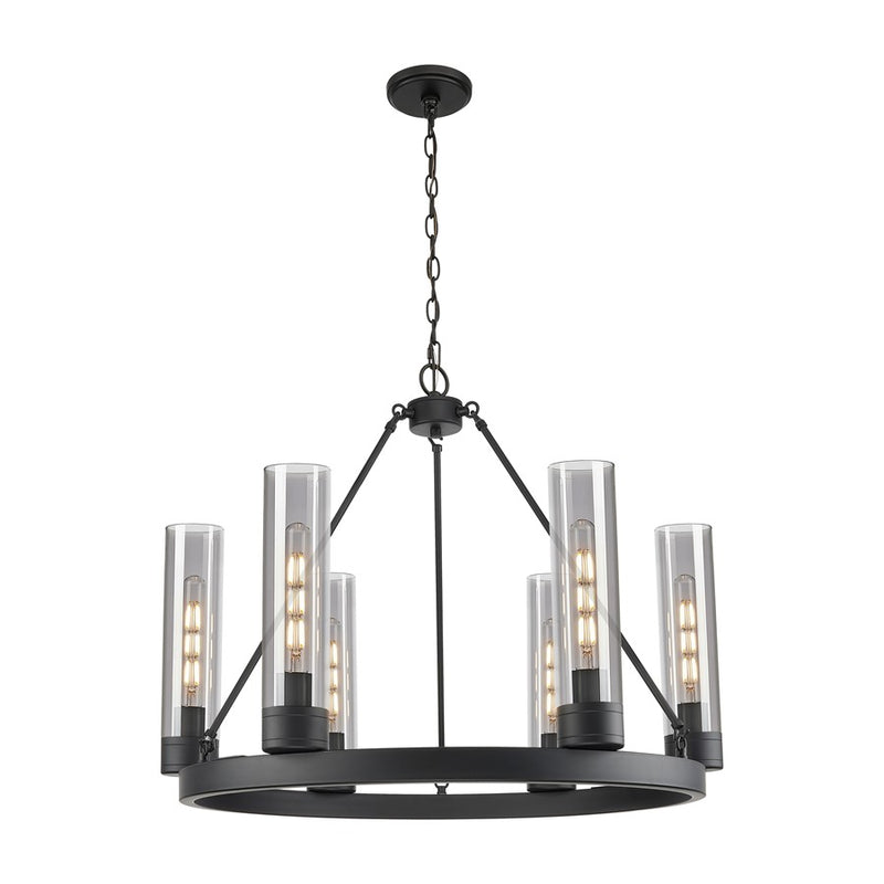 Innovations Boreas 6Lt 29" Chandelier 11" Shade, BK/SM - 617-6CR-BK-G617-11SM