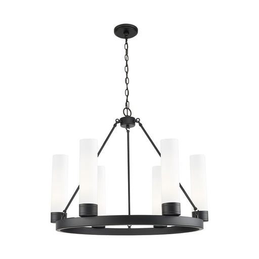 Innovations Boreas 6Lt 29" Chandelier 11" Shade, BK/STWH - 617-6CR-BK-G617-11SWH