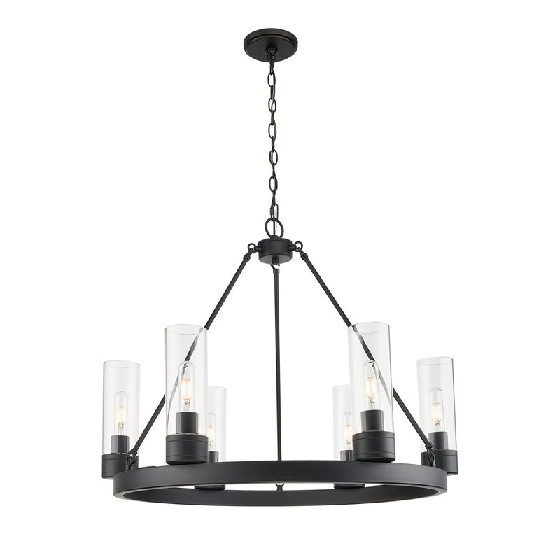 Innovations Boreas 6Lt 29" Chandelier 8" Shade, BK/CL - 617-6CR-BK-G617-8CL