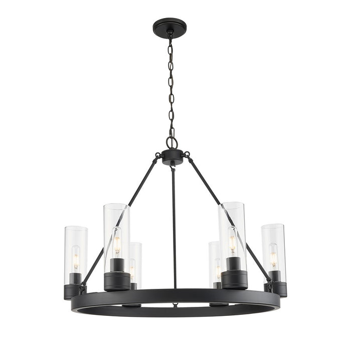 Innovations Boreas 6Lt 29" Chandelier 8" Shade, BK/CL - 617-6CR-BK-G617-8CL