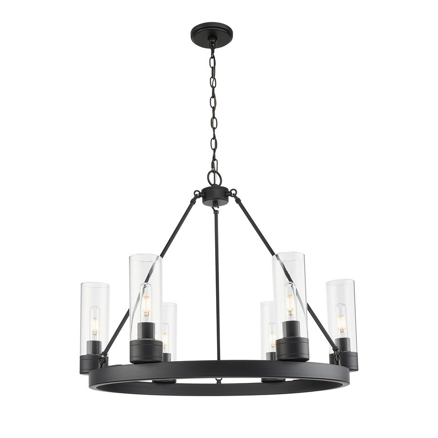 Innovations Boreas 6Lt 29" Chandelier 8" Shade, BK/CL - 617-6CR-BK-G617-8CL