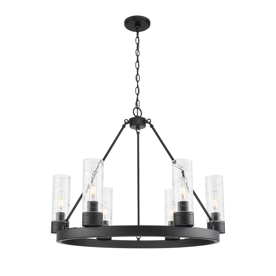 Innovations Boreas 6Lt 29" Chandelier 8" Shade, BK/DS - 617-6CR-BK-G617-8DE