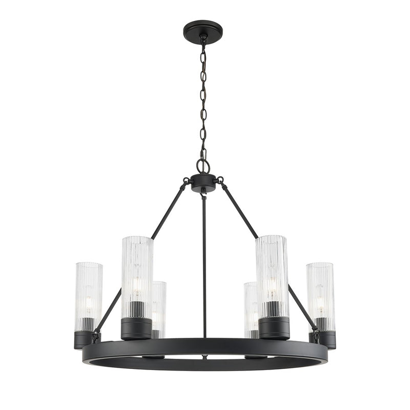 Innovations Boreas 6Lt 29" Chandelier 8" Shade, BK/STCL - 617-6CR-BK-G617-8SCL