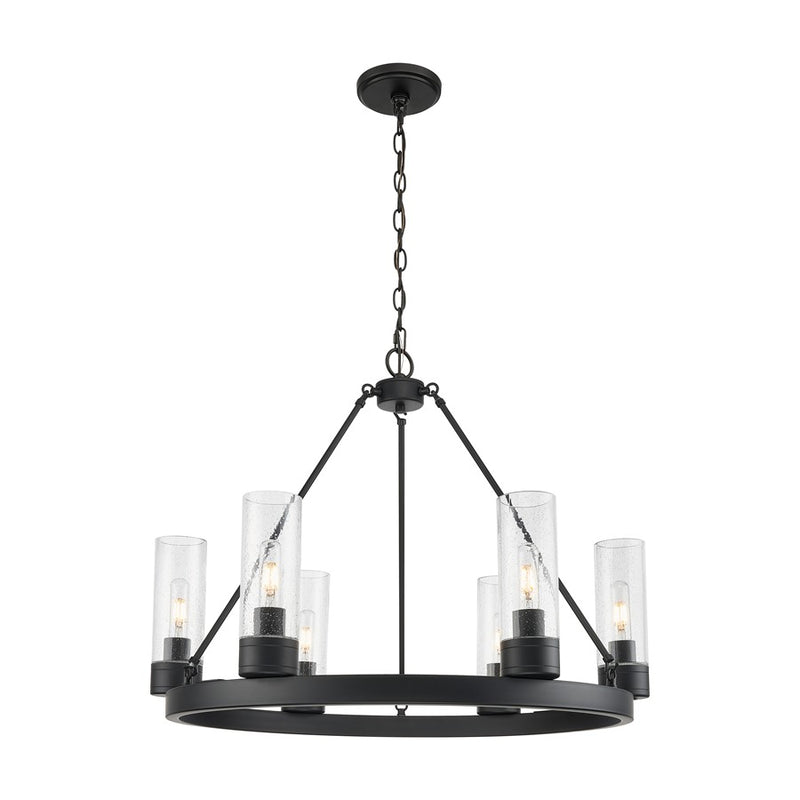 Innovations Boreas 6Lt 29" Chandelier 8" Shade, BK/Seed - 617-6CR-BK-G617-8SDY