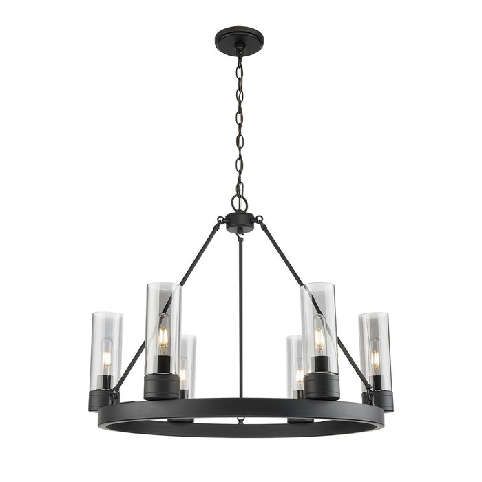 Innovations Boreas 6Lt 29" Chandelier 8" Shade, BK/SM - 617-6CR-BK-G617-8SM