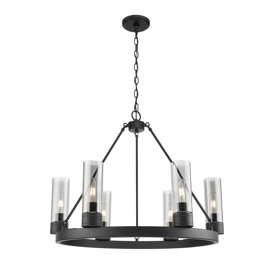 Innovations Boreas 6Lt 29" Chandelier 8" Shade, BK/SM - 617-6CR-BK-G617-8SM