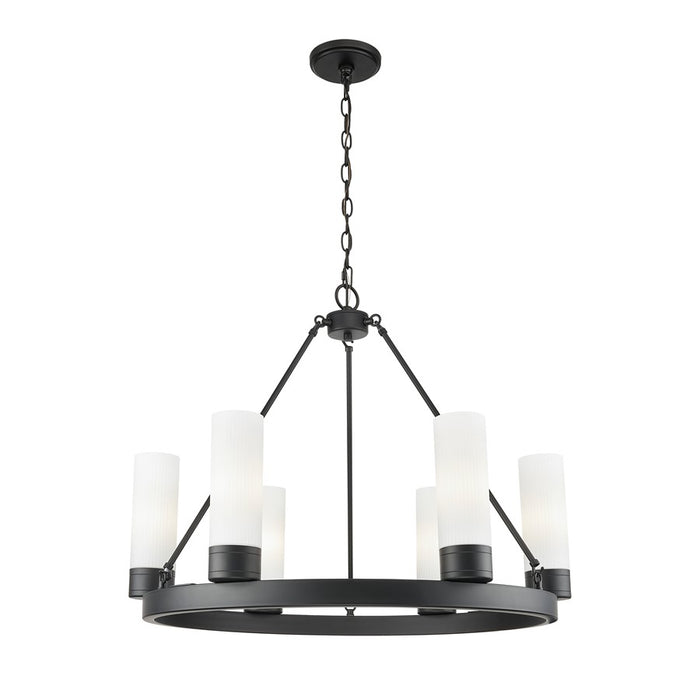 Innovations Boreas 6Lt 29" Chandelier 8" Shade, BK/STWH - 617-6CR-BK-G617-8SWH