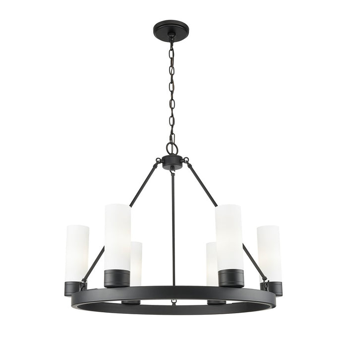 Innovations Boreas 6Lt 29" Chandelier 8" Shade, BK/WH - 617-6CR-BK-G617-8WH