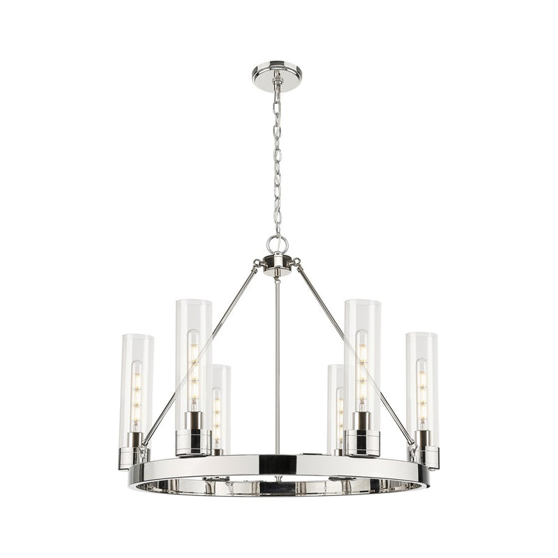 Innovations Boreas 6Lt 29" Chandelier 11" Shade, PN/Clear - 617-6CR-PN-G617-11CL
