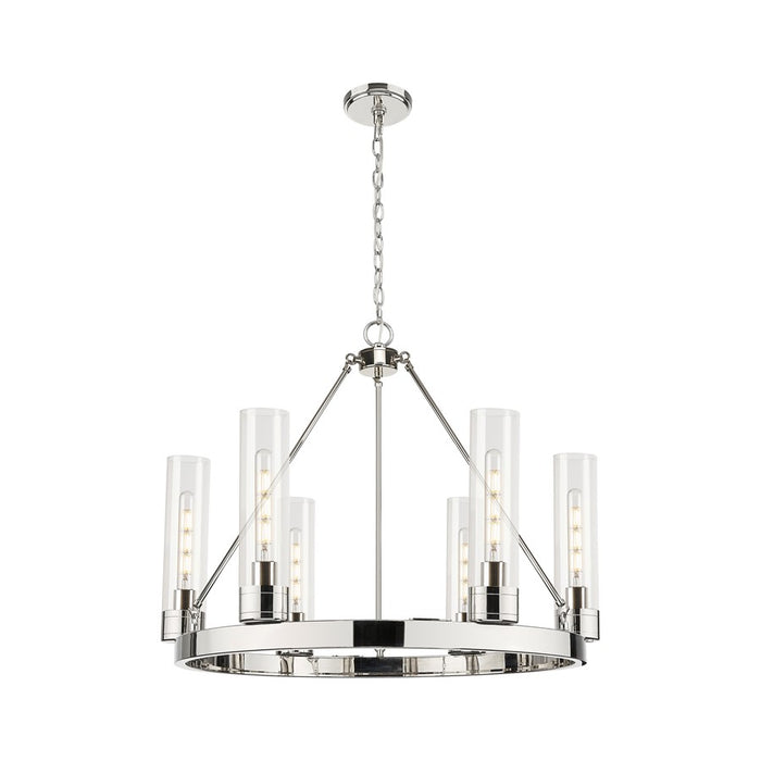 Innovations Boreas 6Lt 29" Chandelier 11" Shade, PN/Clear - 617-6CR-PN-G617-11CL