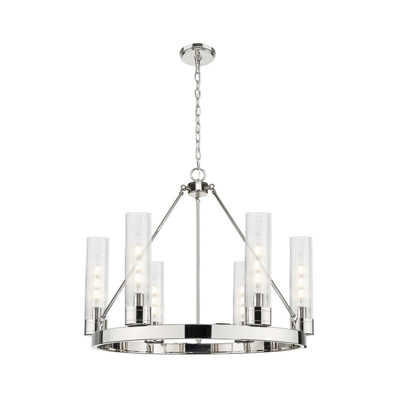 Innovations Boreas 6Lt 29" Chandelier 11" Shade, PN/STCL - 617-6CR-PN-G617-11SCL
