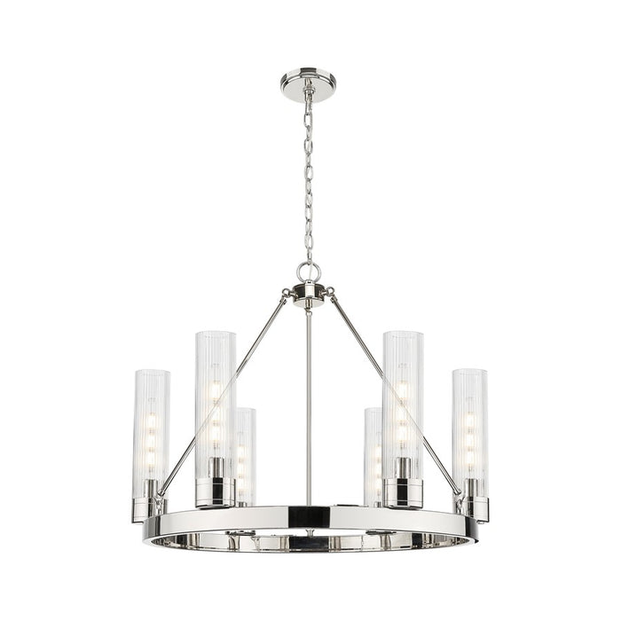 Innovations Boreas 6Lt 29" Chandelier 11" Shade, PN/STCL - 617-6CR-PN-G617-11SCL