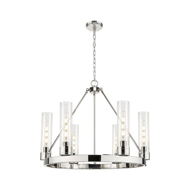 Innovations Boreas 6Lt 29" Chandelier 11" Shade, PN/Seed - 617-6CR-PN-G617-11SDY