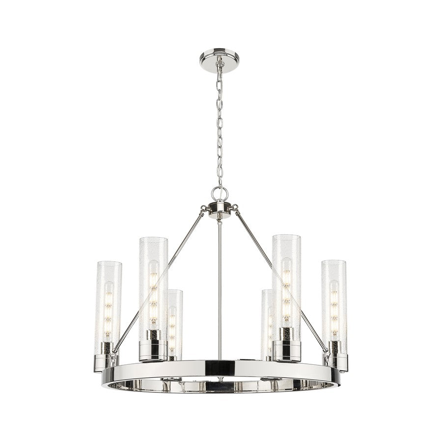 Innovations Boreas 6Lt 29" Chandelier 11" Shade, PN/Seed - 617-6CR-PN-G617-11SDY