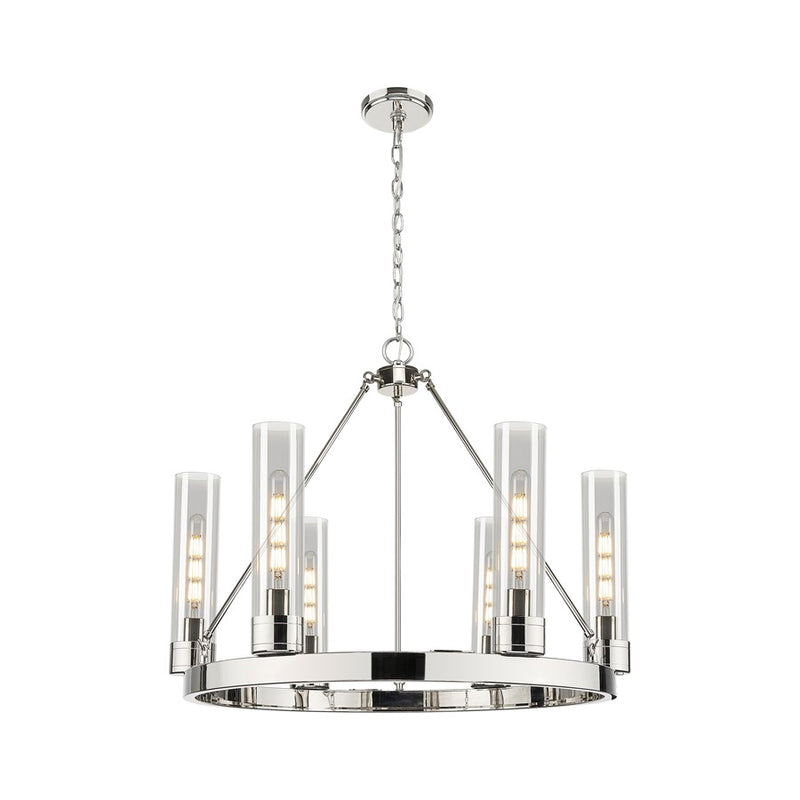 Innovations Boreas 6Lt 29" Chandelier 11" Shade, PN/Smoke - 617-6CR-PN-G617-11SM