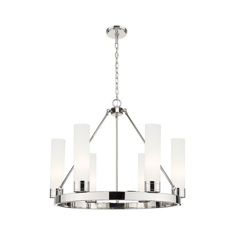 Innovations Boreas 6Lt 29" Chandelier 11" Shade, PN/STWH - 617-6CR-PN-G617-11SWH