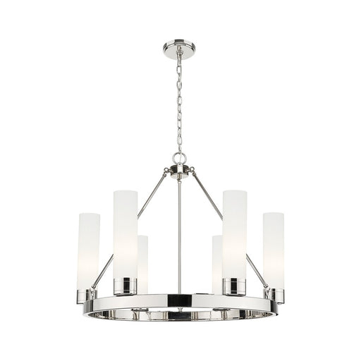 Innovations Boreas 6Lt 29" Chandelier 11" Shade, PN/STWH - 617-6CR-PN-G617-11SWH