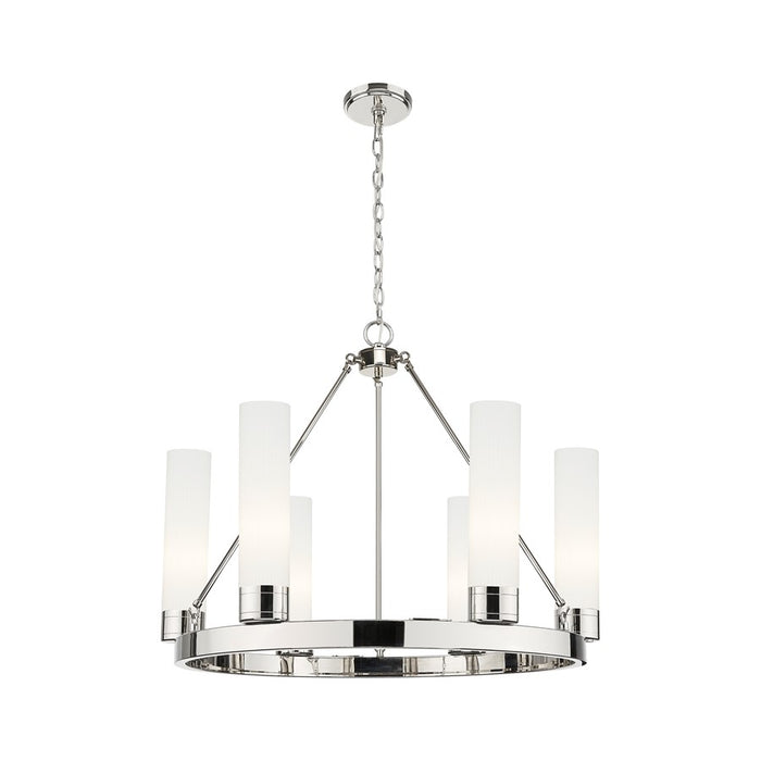 Innovations Boreas 6Lt 29" Chandelier 11" Shade, PN/STWH - 617-6CR-PN-G617-11SWH