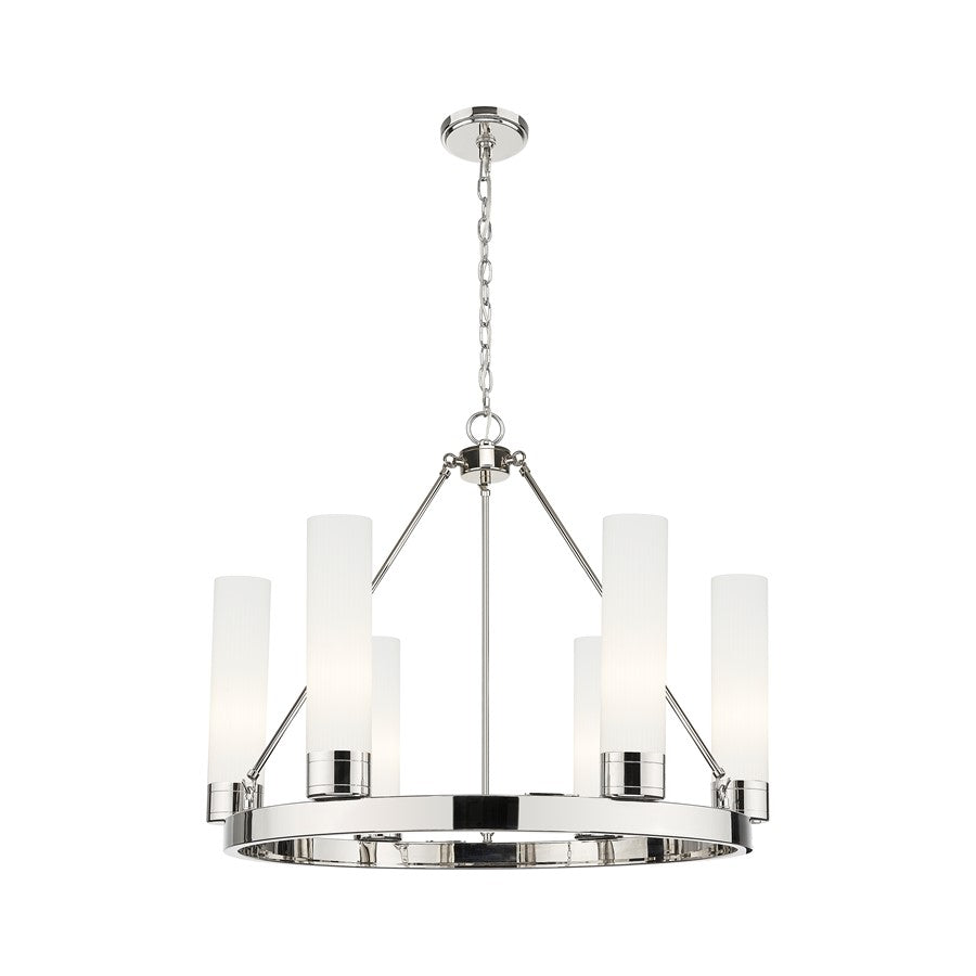 Innovations Boreas 6Lt 29" Chandelier 11" Shade, PN/STWH - 617-6CR-PN-G617-11SWH