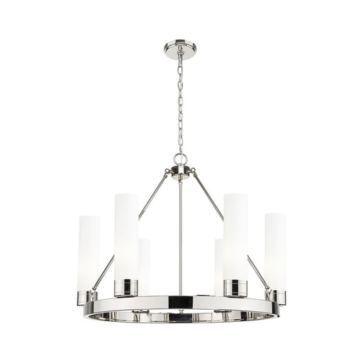 Innovations Boreas 6Lt 29" Chandelier 11" Shade, PN/White - 617-6CR-PN-G617-11WH