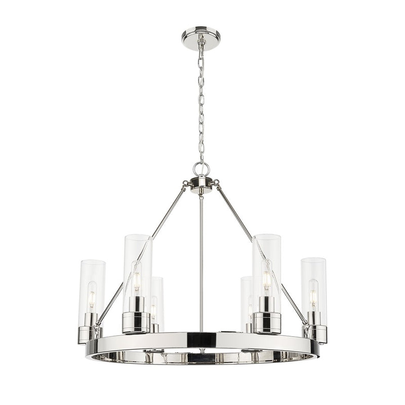 Innovations Boreas 6Lt 29" Chandelier 8" Shade, PN/Clear - 617-6CR-PN-G617-8CL