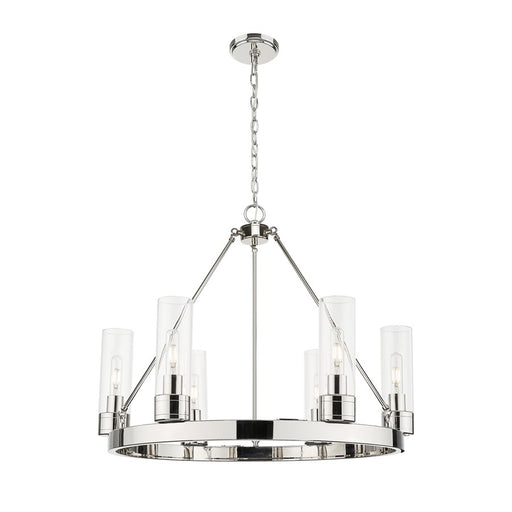 Innovations Boreas 6Lt 29" Chandelier 8" Shade, PN/Clear - 617-6CR-PN-G617-8CL
