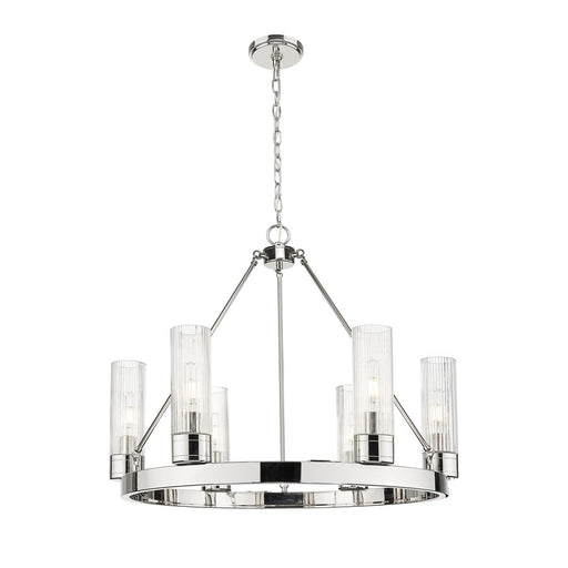 Innovations Boreas 6Lt 29" Chandelier 8" Shade, PN/STCL - 617-6CR-PN-G617-8SCL