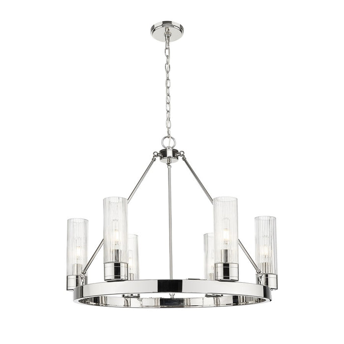 Innovations Boreas 6Lt 29" Chandelier 8" Shade, PN/STCL - 617-6CR-PN-G617-8SCL