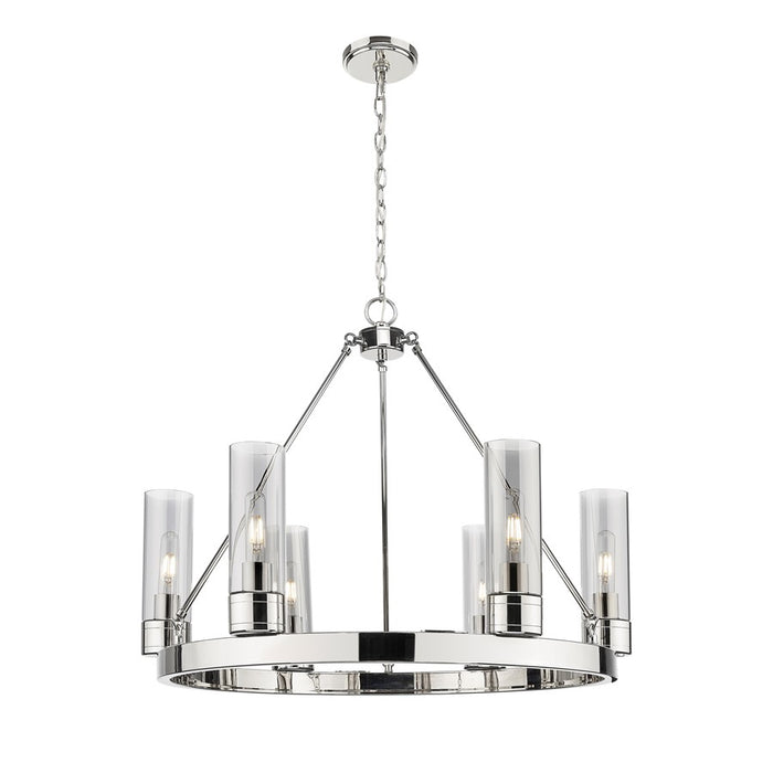 Innovations Boreas 6Lt 29" Chandelier 8" Shade, PN/Smoke - 617-6CR-PN-G617-8SM