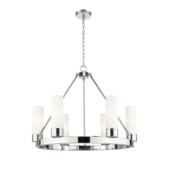 Innovations Boreas 6Lt 29" Chandelier 8" Shade, PN/STWH - 617-6CR-PN-G617-8SWH