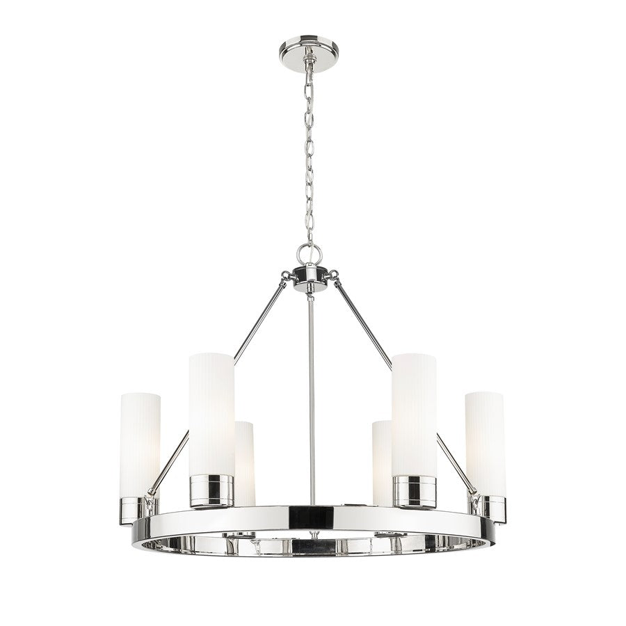 Innovations Boreas 6Lt 29" Chandelier 8" Shade, PN/STWH - 617-6CR-PN-G617-8SWH