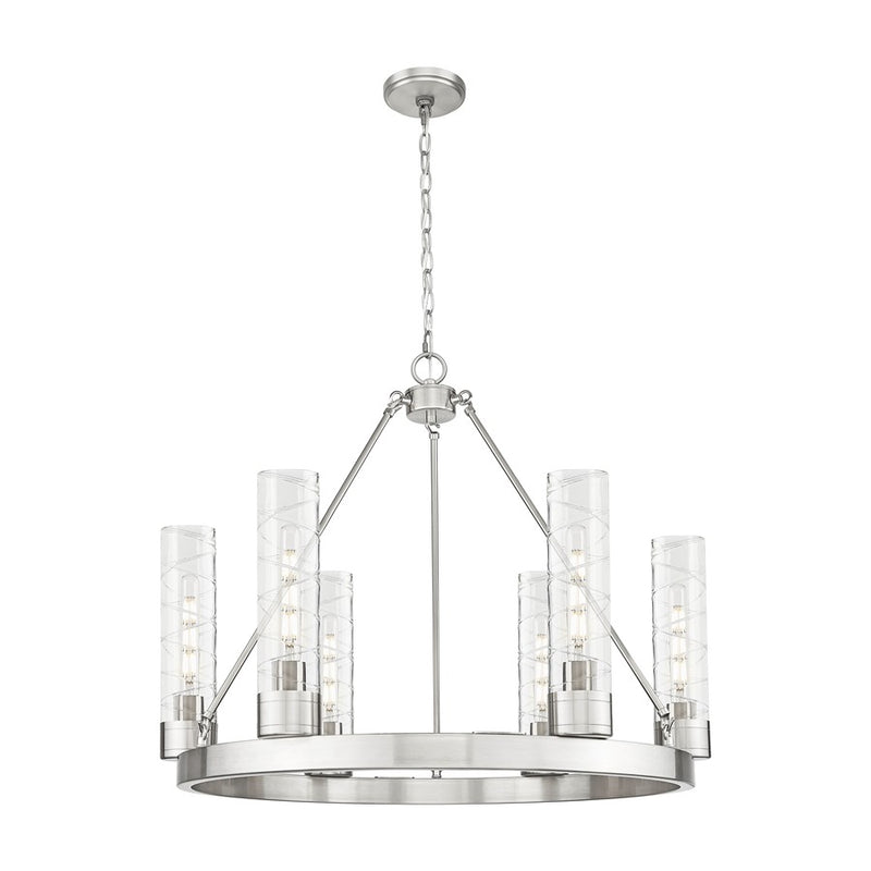 Innovations Boreas 6Lt 29" Chandelier 11" Shade, SN/DS - 617-6CR-SN-G617-11DE