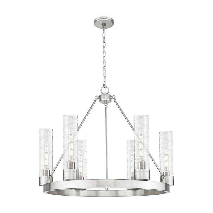 Innovations Boreas 6Lt 29" Chandelier 11" Shade, SN/DS - 617-6CR-SN-G617-11DE