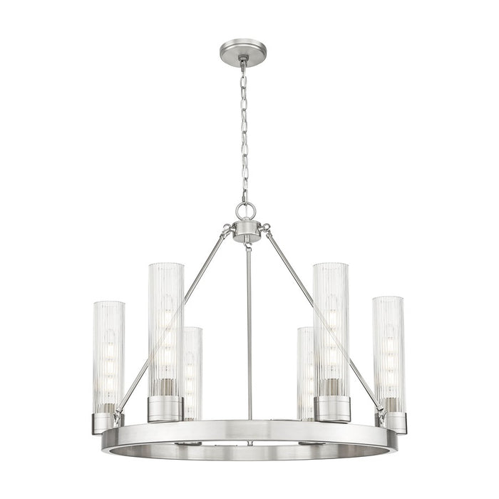 Innovations Boreas 6Lt 29" Chandelier 11" Shade, SN/STCL - 617-6CR-SN-G617-11SCL