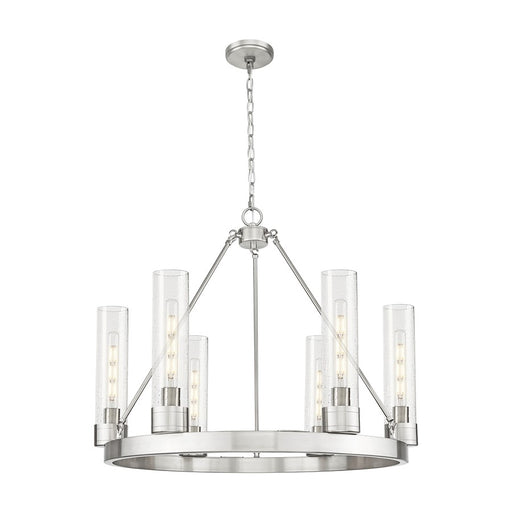 Innovations Boreas 6Lt 29" Chandelier 11" Shade, SN/Seed - 617-6CR-SN-G617-11SDY