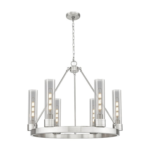 Innovations Boreas 6Lt 29" Chandelier 11" Shade, SN/Smoke - 617-6CR-SN-G617-11SM